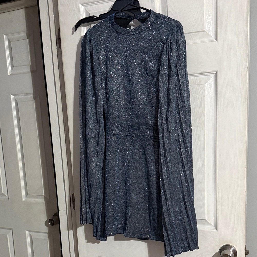 Fashion Nova Sparkling Blue Backless Dress